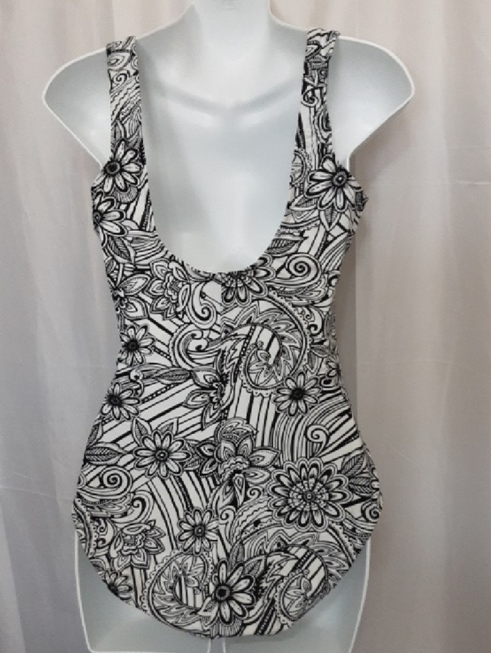 Catalina Black and White Floral One-Piece Swimsuit - Picture 3 of 5